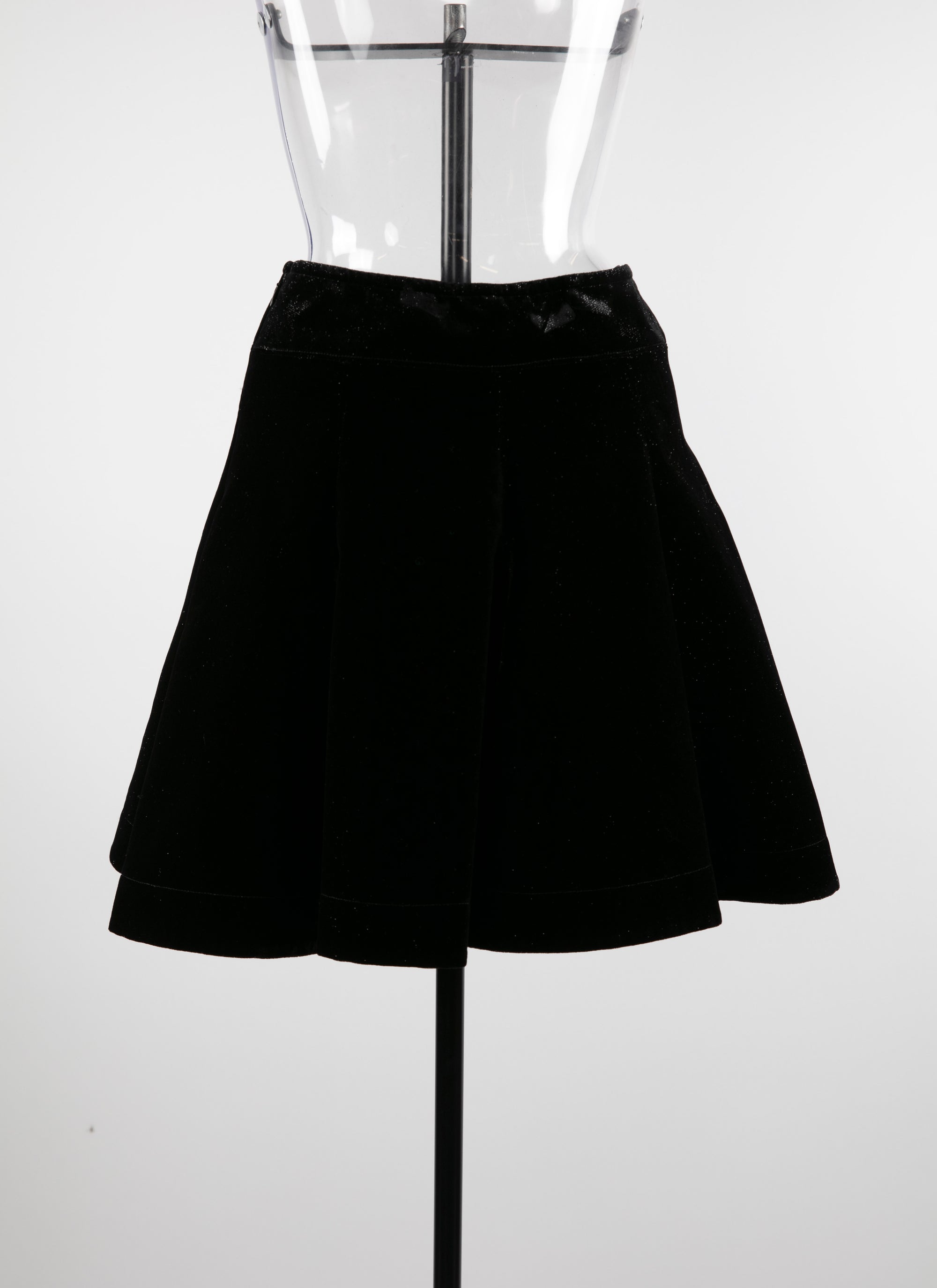 Short plain skater skirt - Black Gloss
