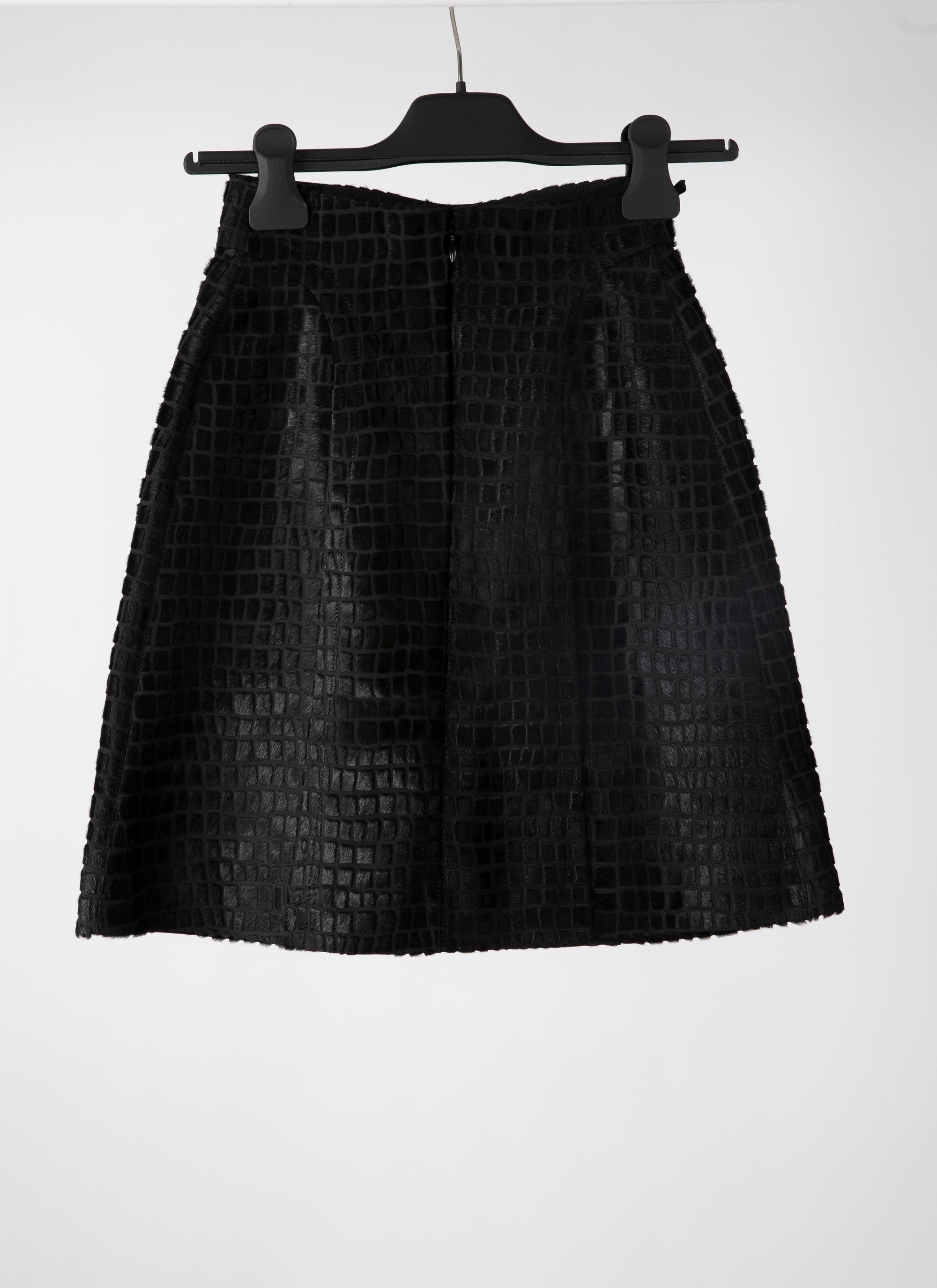 Croco short skirt in leather - Black