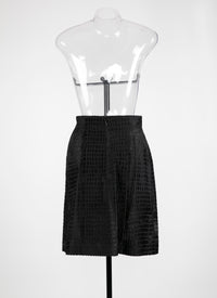 Croco maxi skirt in leather - Black