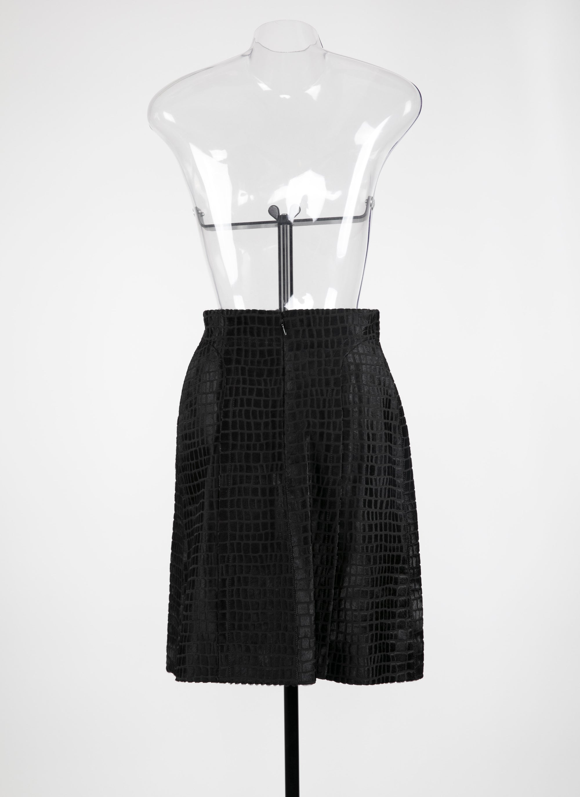 Croco maxi skirt in leather - Black