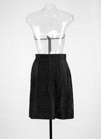 Jupe courte en cuir avec détail couture - Noir charbon
