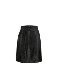 Jupe courte en cuir avec détail couture - Noir charbon