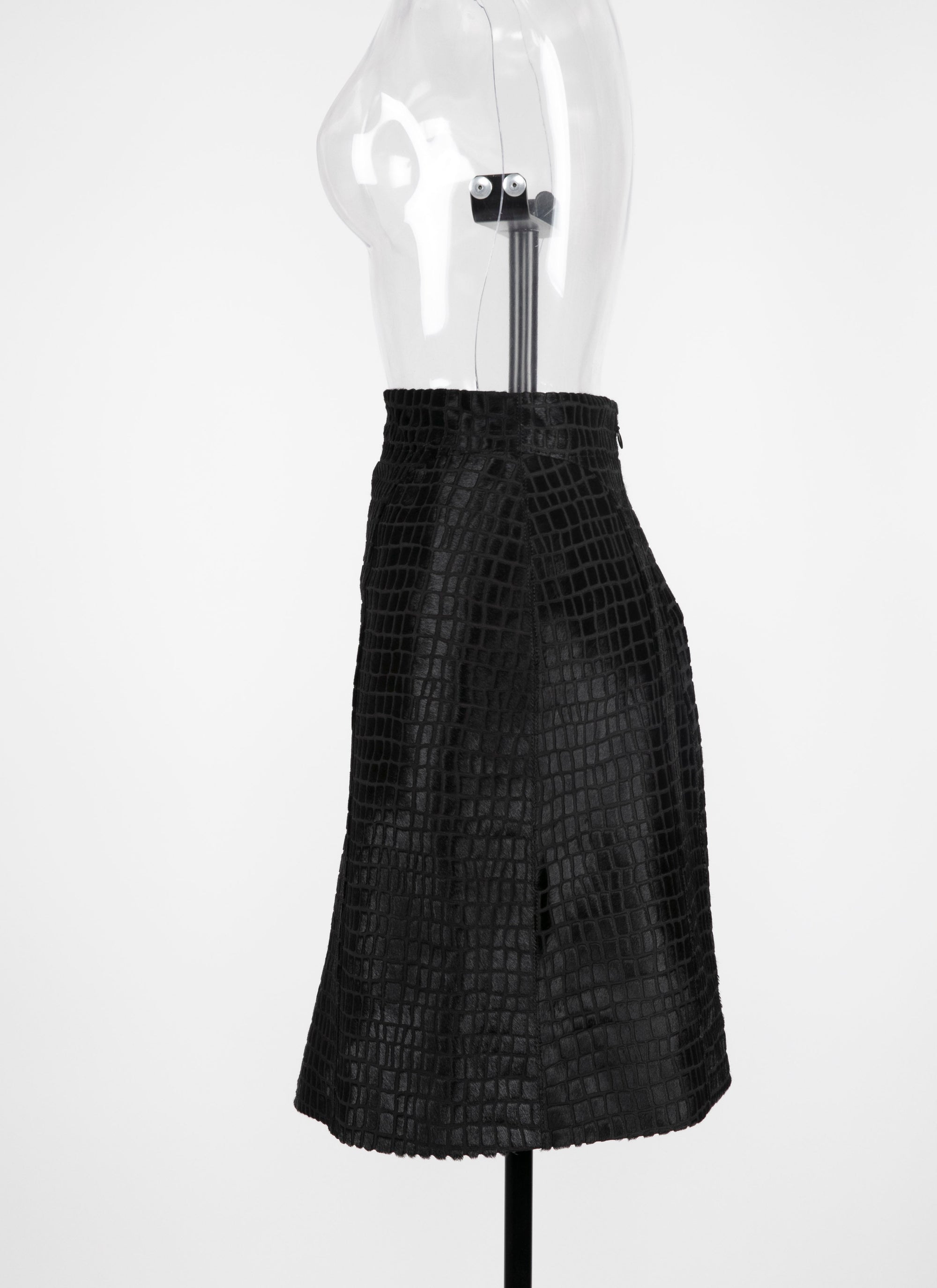 Jupe courte en cuir avec détail couture - Noir charbon
