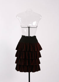 Wool Seguidille skirt - Black & Cherry