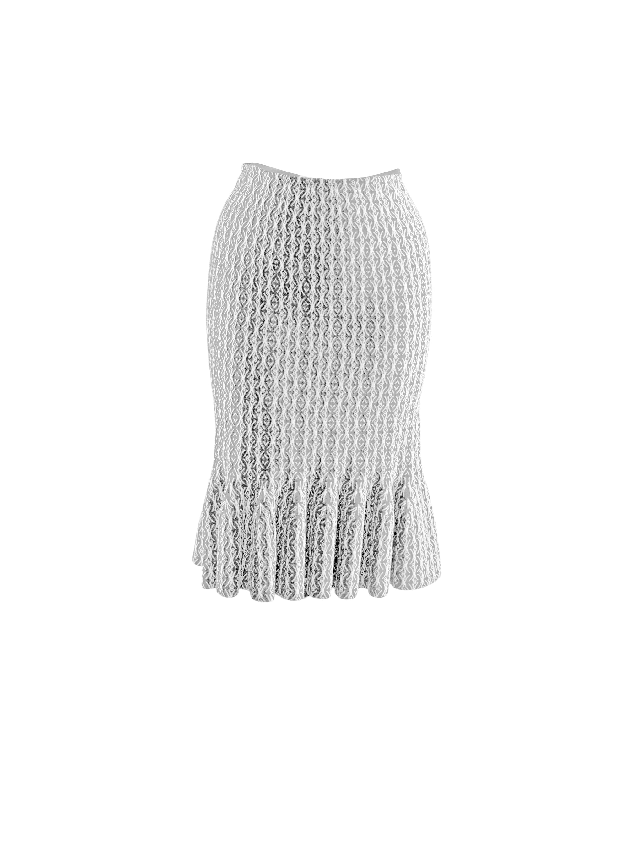 Jupe courte sirène en laine - Blanc