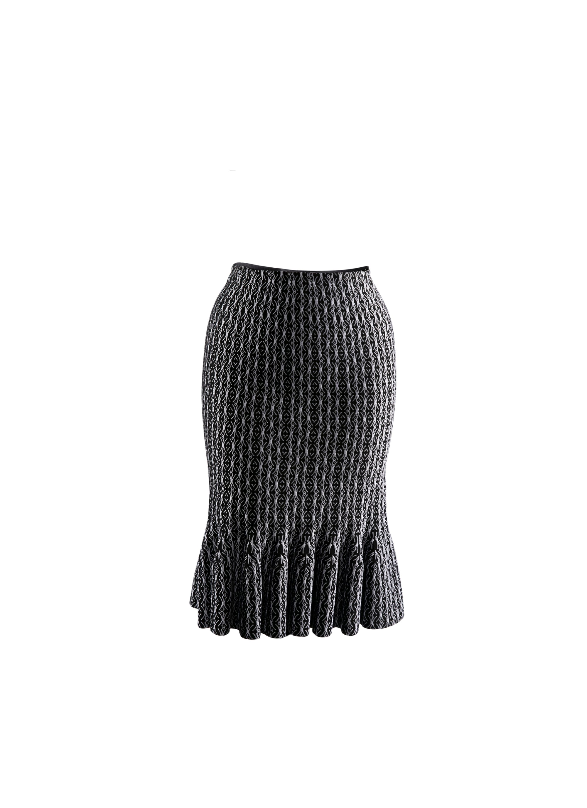 Wool mermaid short skirt - Black & White