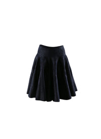 Mini-jupe patineuse unie en velours - Nuit