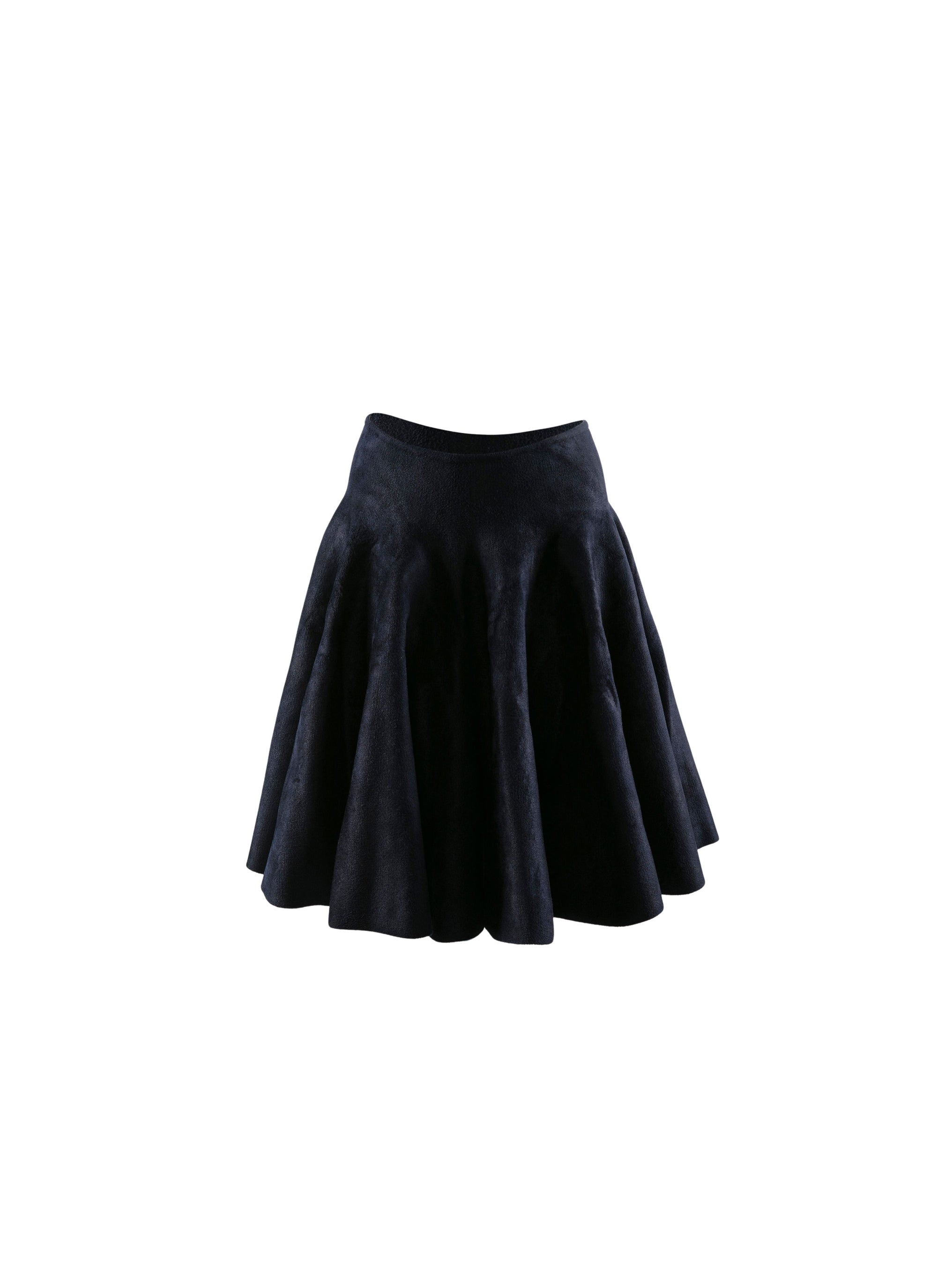 Mini-jupe patineuse unie en velours - Nuit