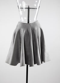 Plain velvet mini skater skirt - Ash