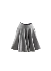 Plain velvet mini skater skirt - Ash