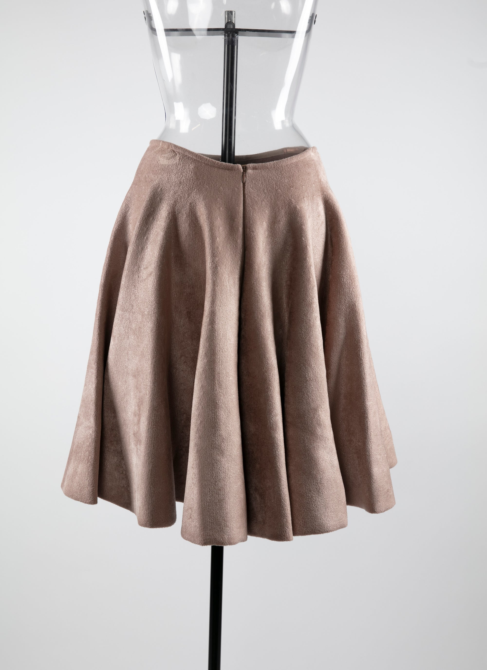 Short plain velvet skirt - Flesh