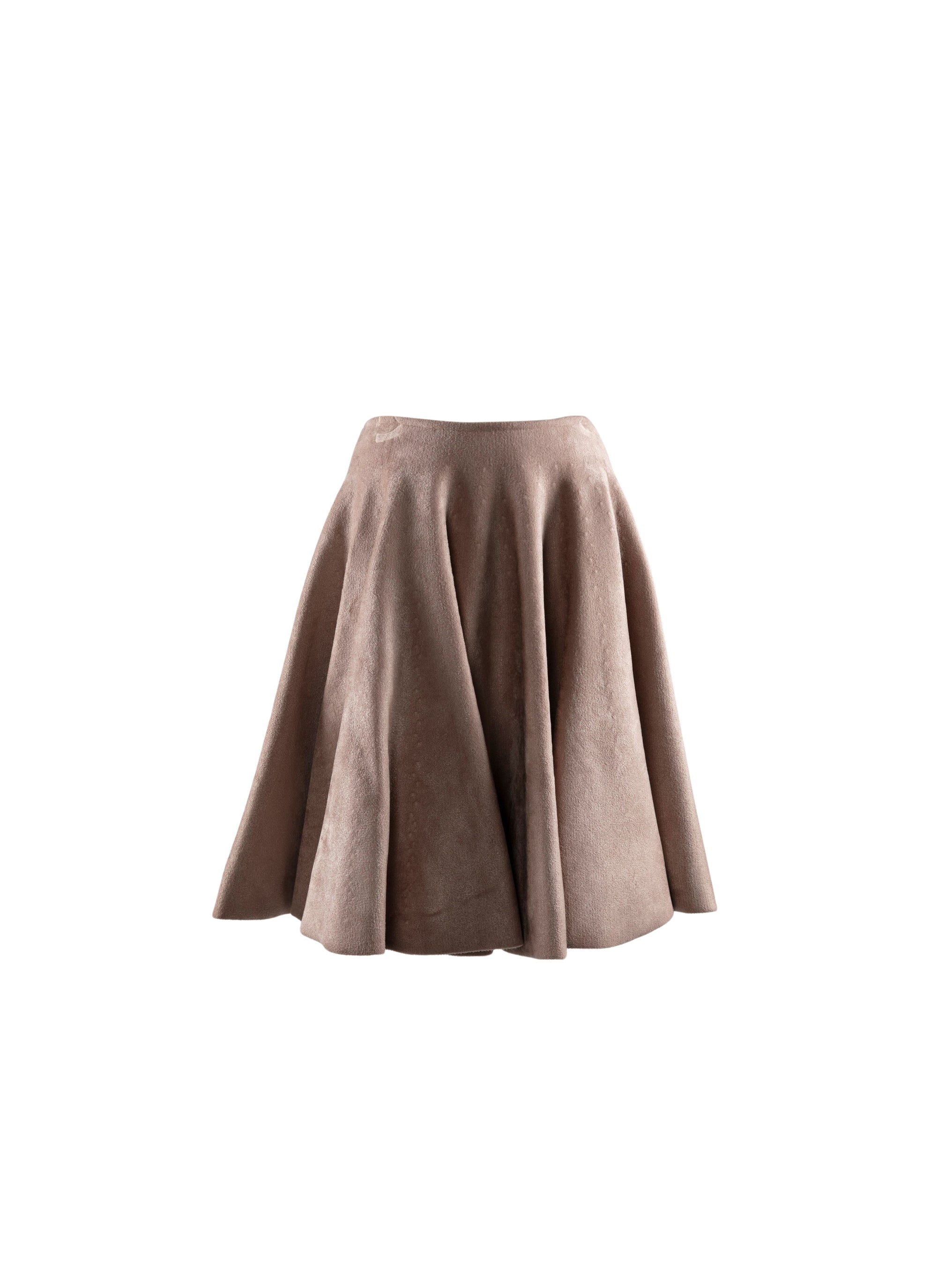 Short plain velvet skirt - Flesh
