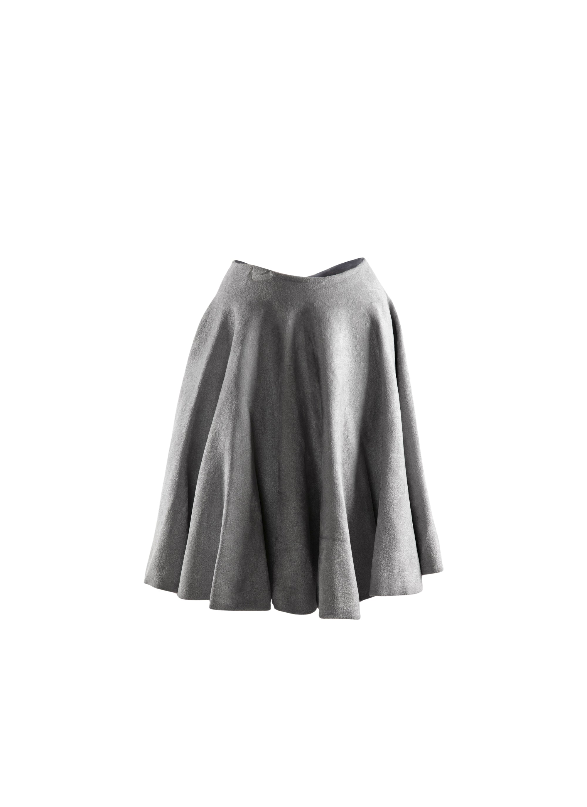 Short plain velvet skirt - Ash