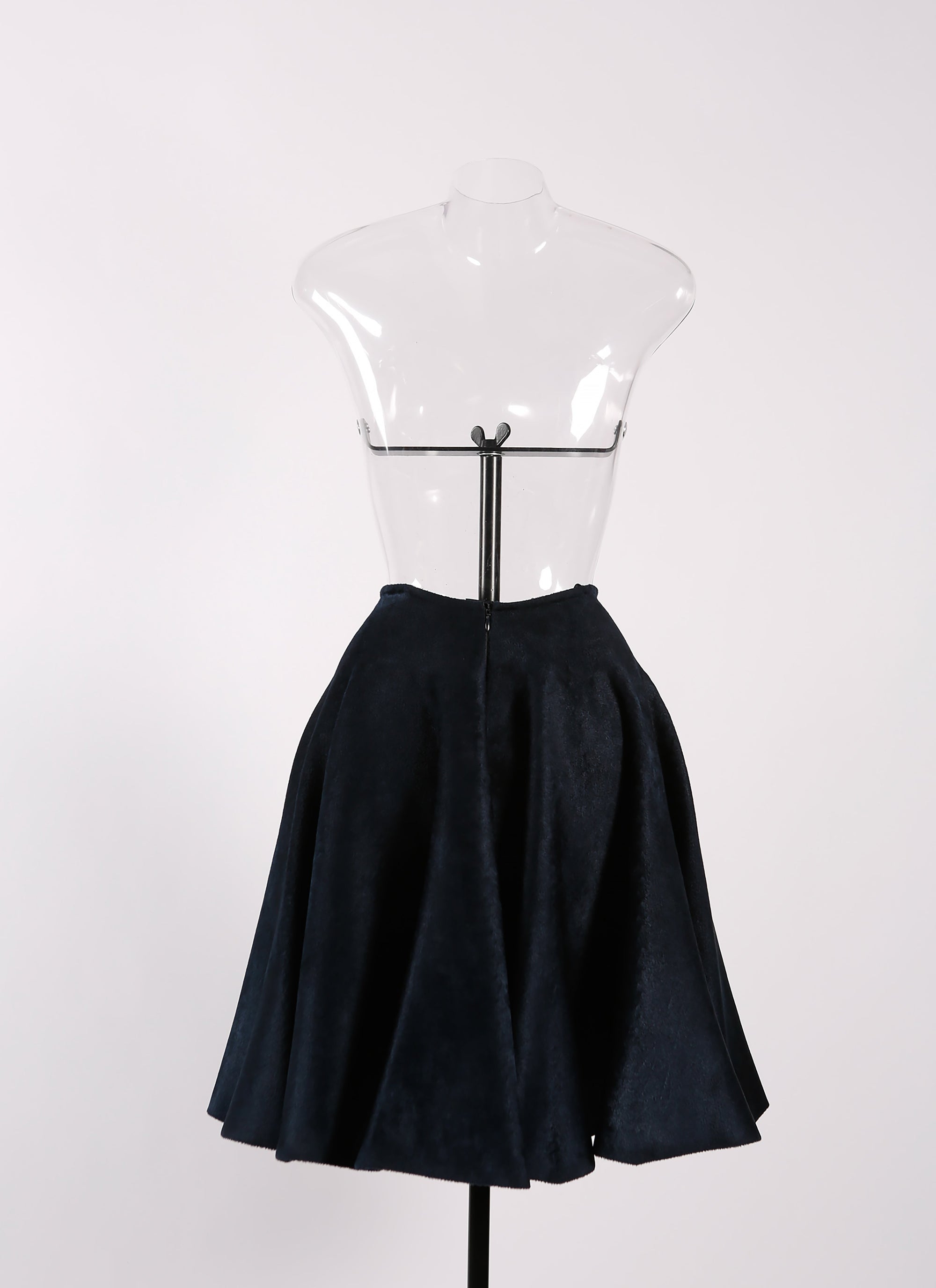 Short plain velvet skirt - Dark Navy