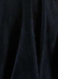 Short plain velvet skirt - Dark Navy