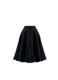 Short plain velvet skirt - Dark Navy