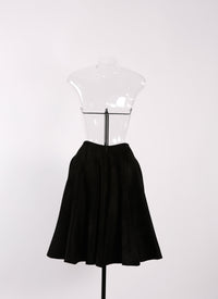 Short plain velvet skirt - Black intense
