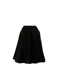Short plain velvet skirt - Black intense