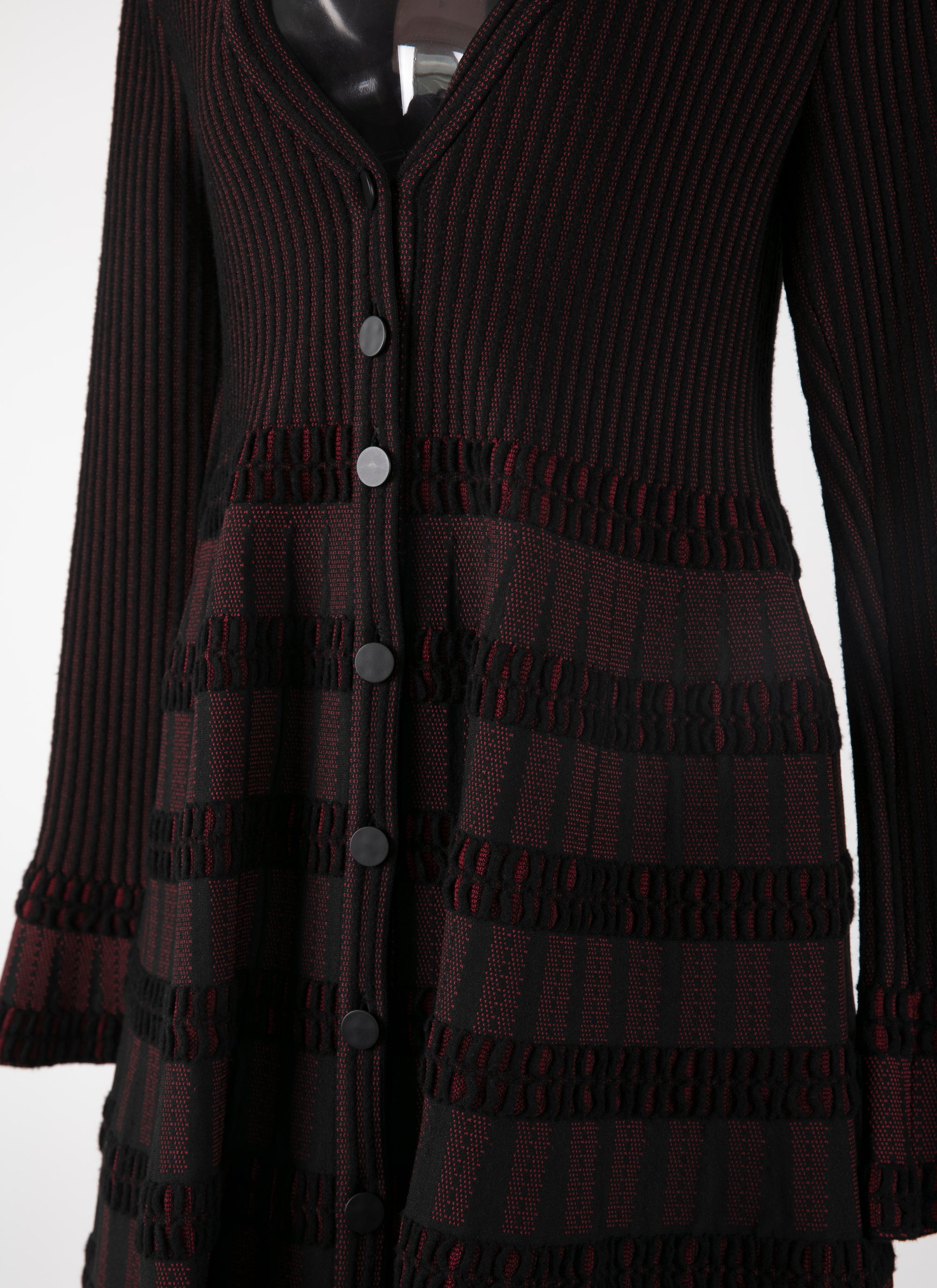 Long-sleeved coat - Black & Garnet