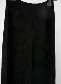Wool wide leg trousers with embossed pattern - Black intense