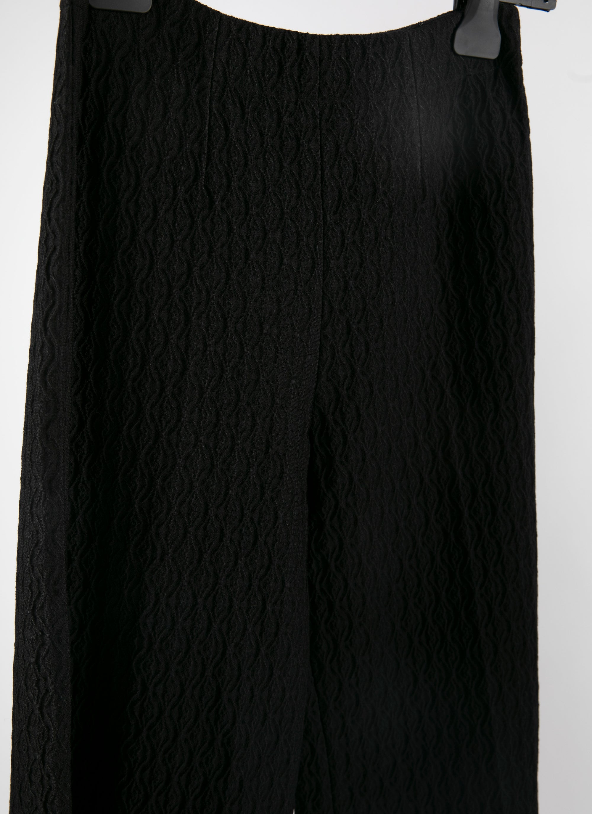 Wool wide leg trousers with embossed pattern - Black intense