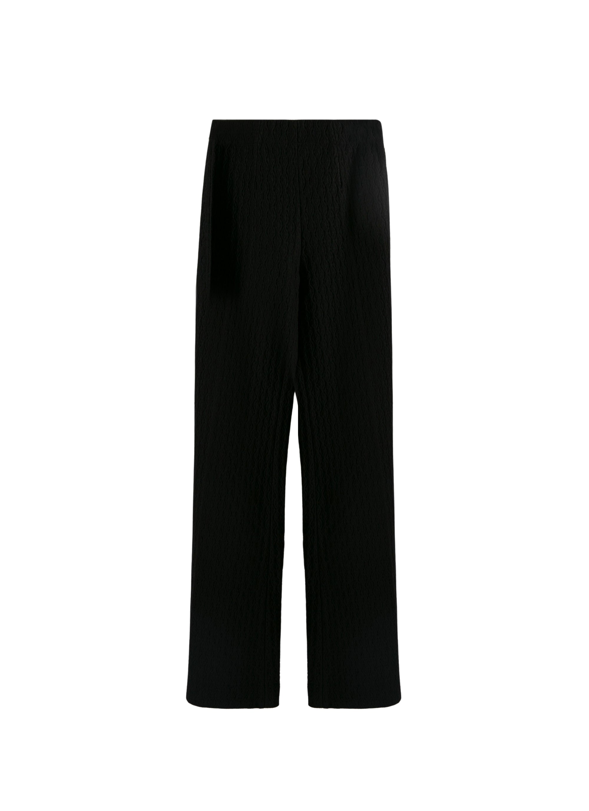 Wool wide leg trousers with embossed pattern - Black intense