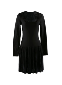 Long sleeve flowing dress in wool - Black & Navy