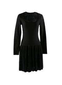 Robe fluide à manches longues en laine - Noir & Marine