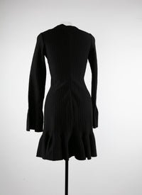 Robe à manches longues en laine - Noir