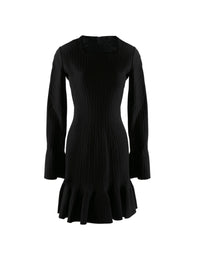 Robe à manches longues en laine - Noir
