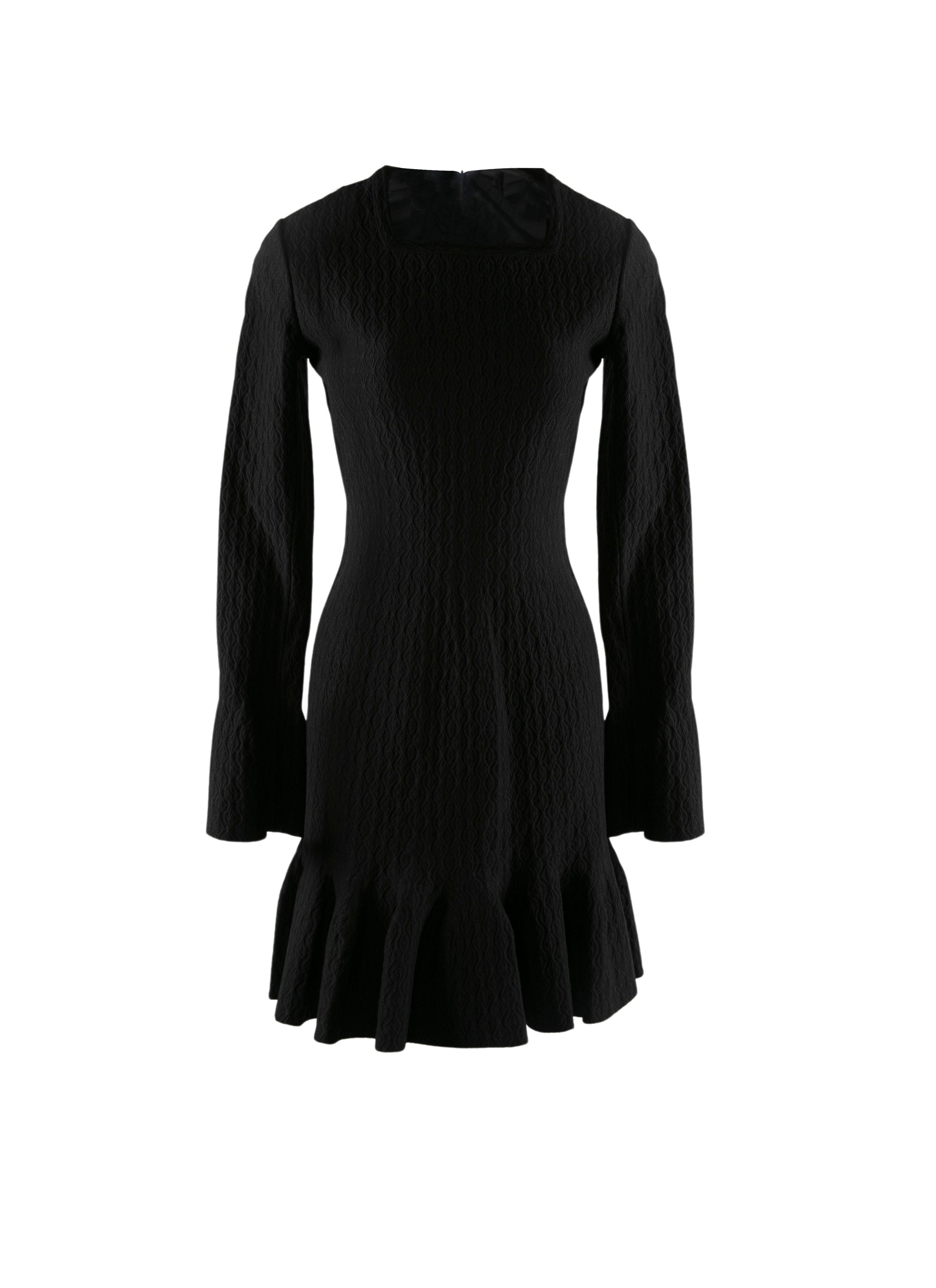 Robe à manches longues en laine - Noir