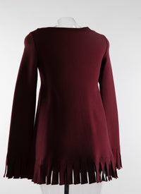 Pull à manches longues à franges en laine - Cerise