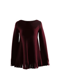Pull à manches longues à franges en laine - Cerise
