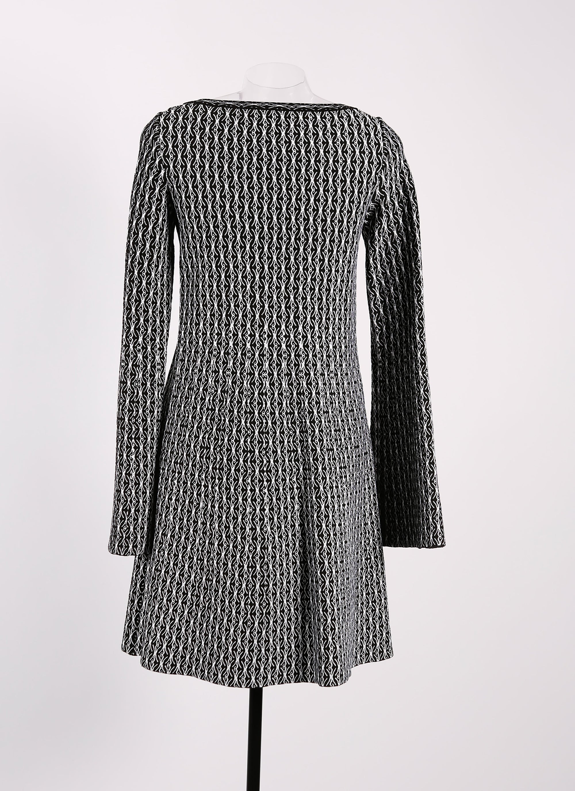 Long-sleeved wool Segovie tunic - Black & White