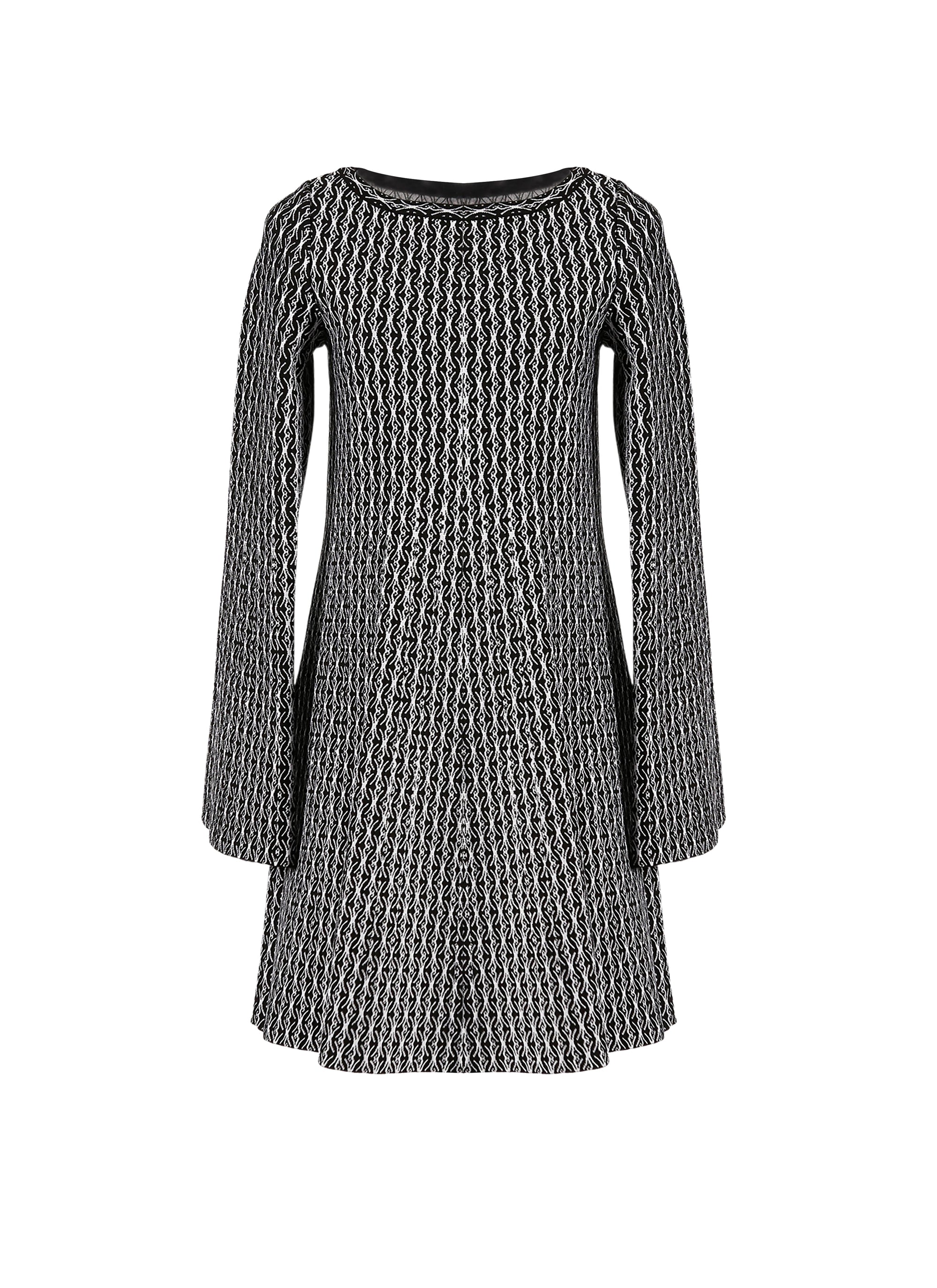 Long-sleeved wool Segovie tunic - Black & White