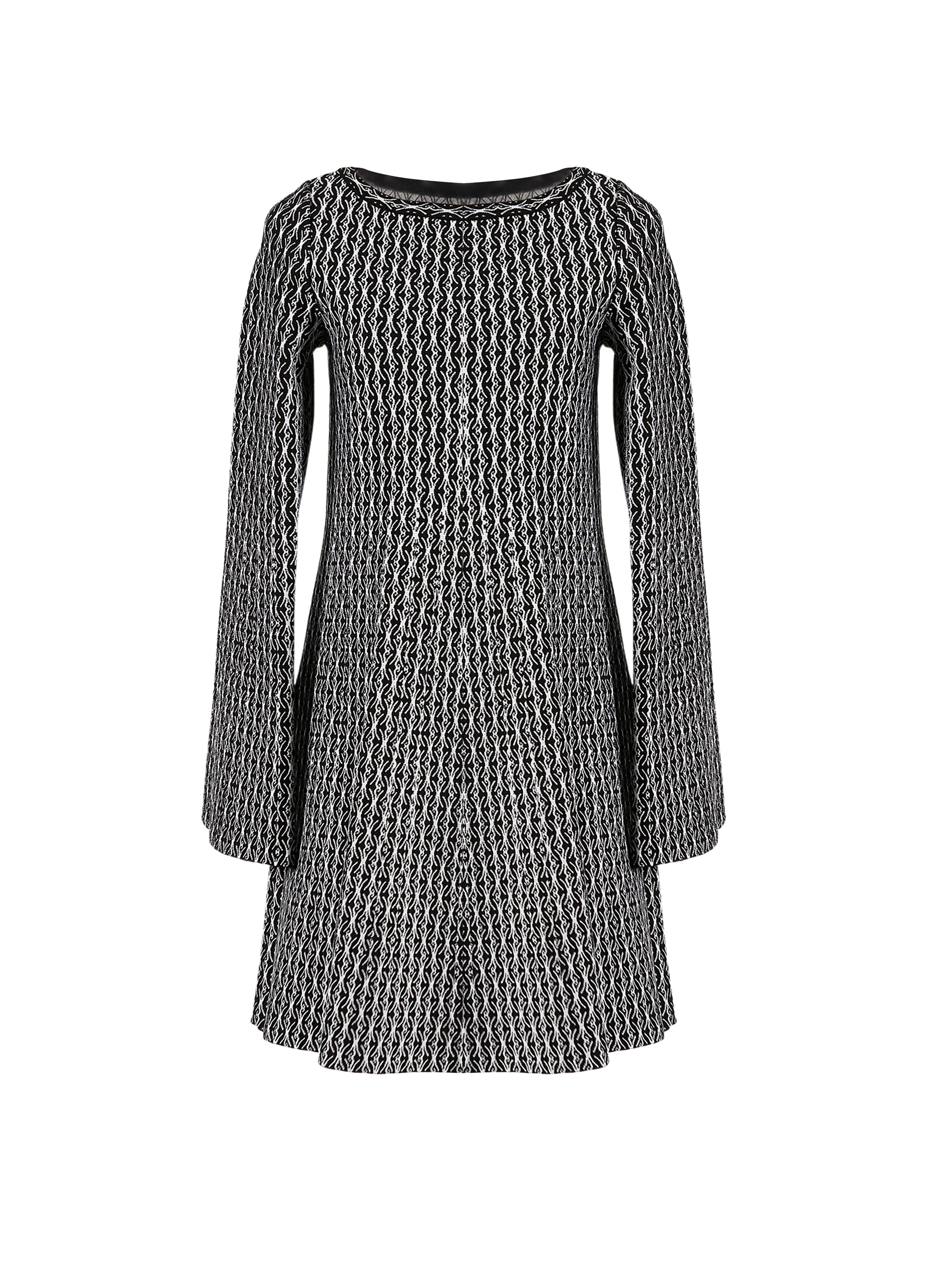 Long-sleeved wool Segovie tunic - Black & White