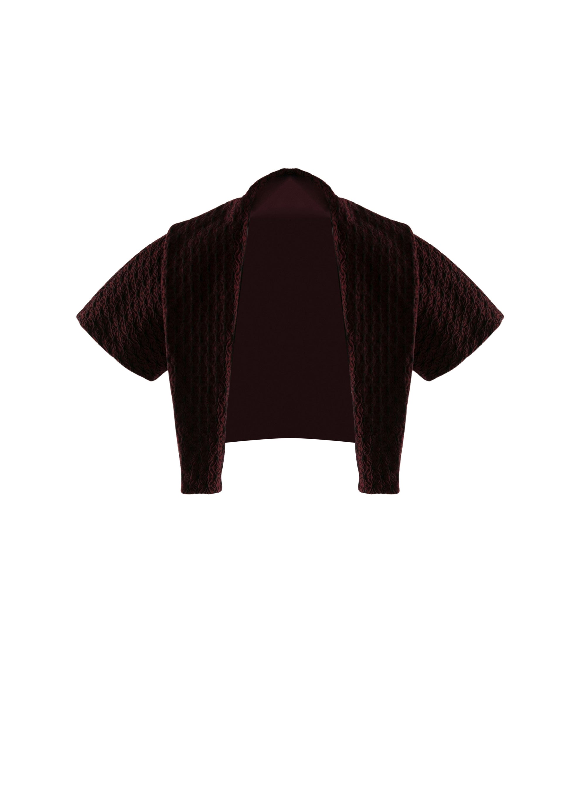 Wool Segovie short-sleeved bolero - Cherry & Black