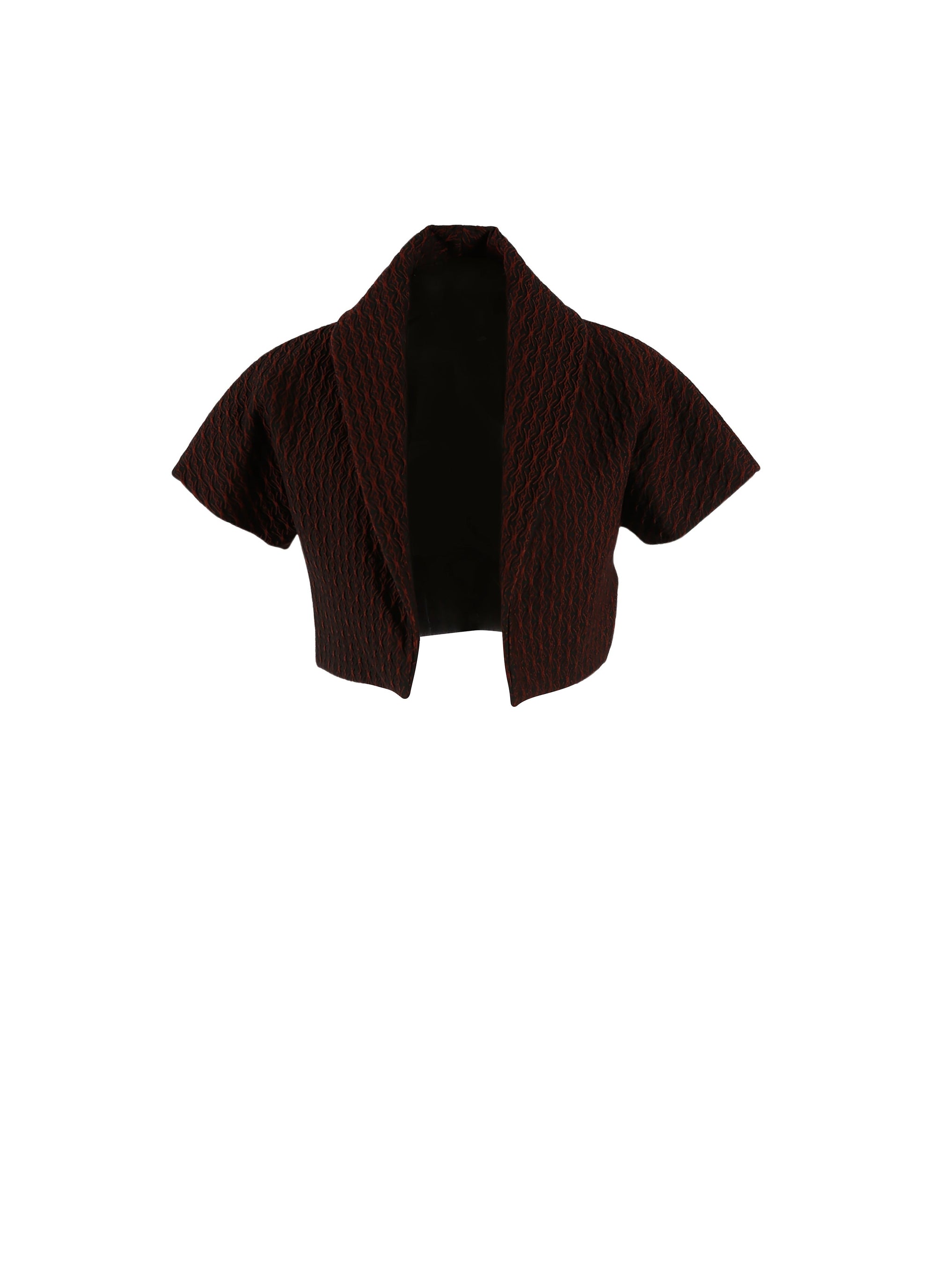 Bolero à manches courtes Segovie en laine - Noir & Cerise
