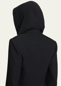 Wool blend jacket with deep collar and hood - Black Alaïa