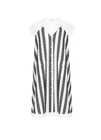 Art Deco short sleeve dress - White & Black