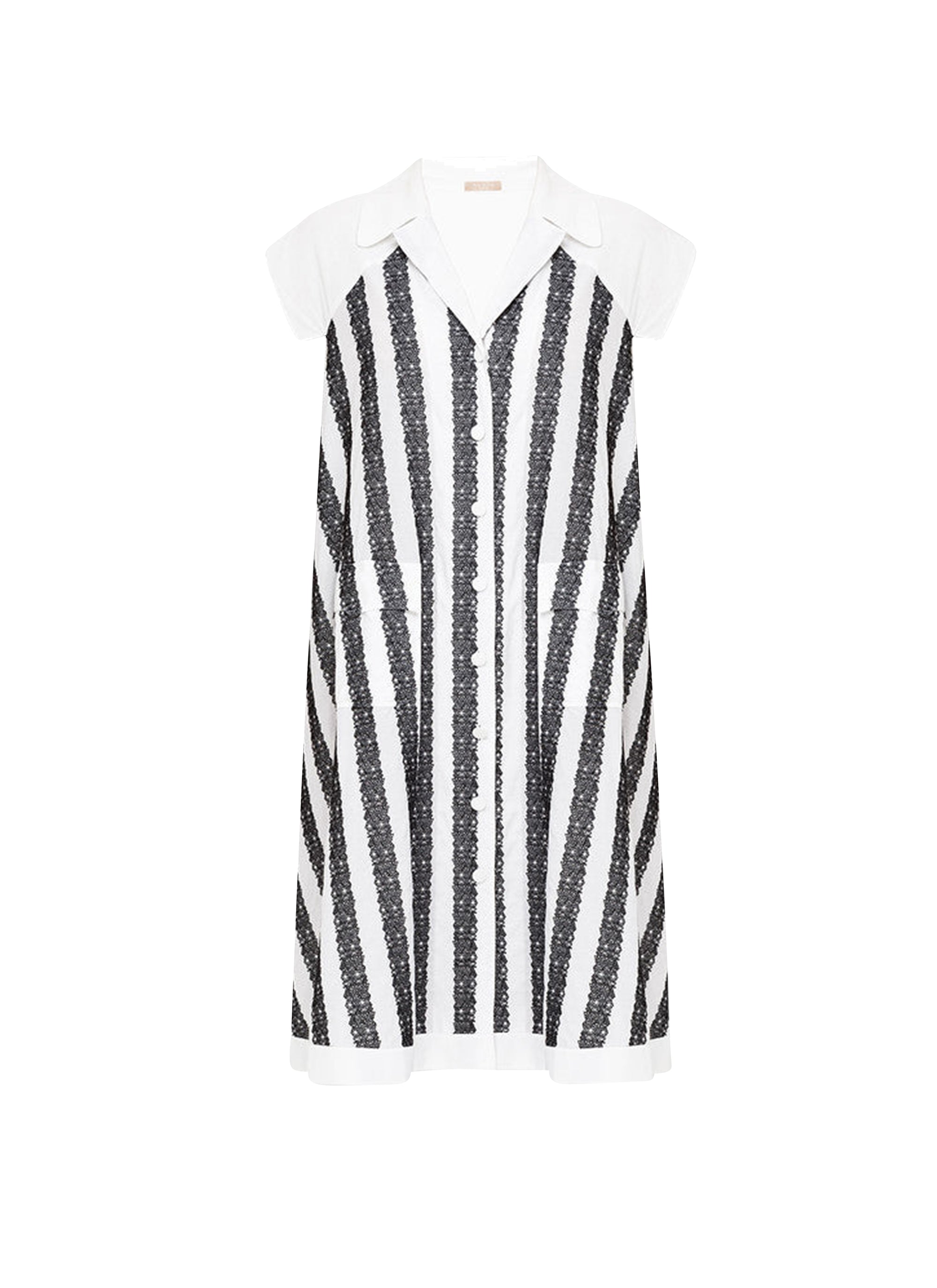 Art Deco short sleeve dress - White & Black