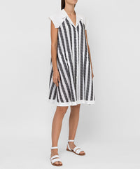 Art Deco short sleeve dress - White & Black