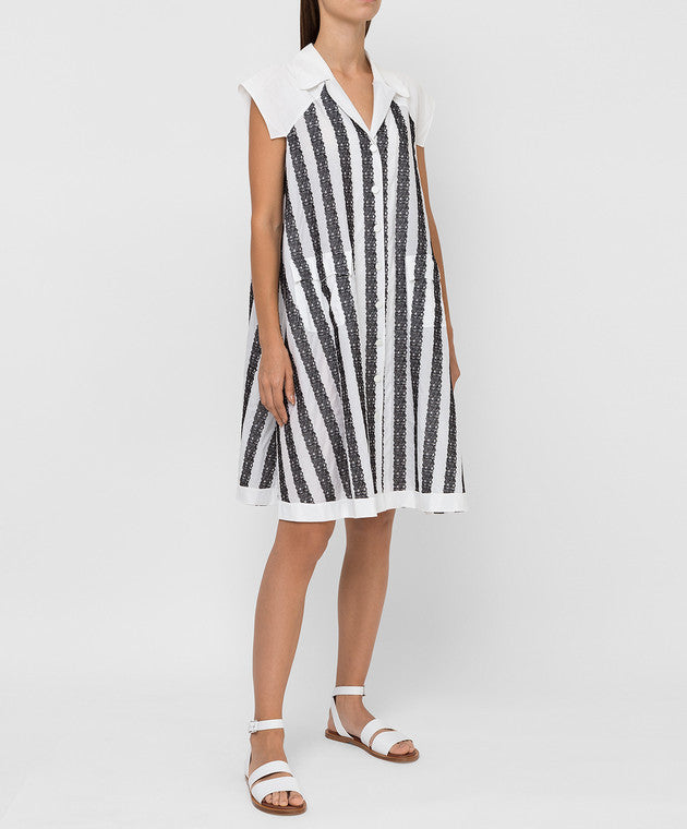 Art Deco short sleeve dress - White & Black