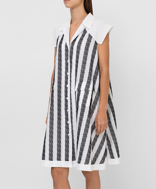 Art Deco short sleeve dress - White & Black
