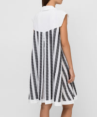 Art Deco short sleeve dress - White & Black