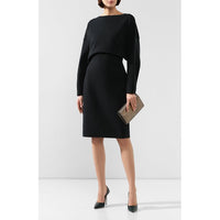 Long-sleeved wool dress - Black