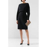 Long-sleeved wool dress - Intense Black