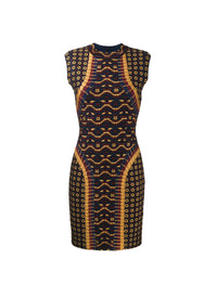 Robe sans manches Swahili en maille - Marine & Or