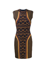 Robe sans manches Swahili en maille - Marine & Or
