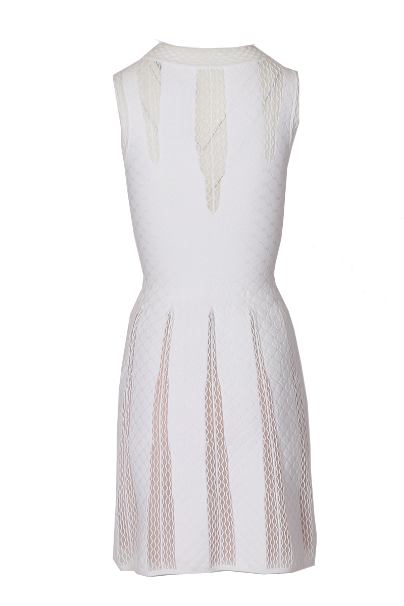 Robe sans manches à détails en dentelle - Blanc
